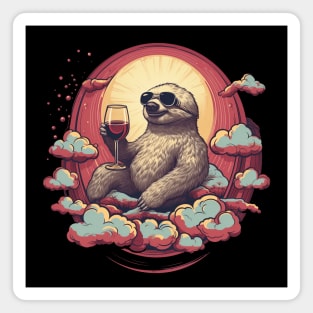 Sloth on Cloud Wine Magnet